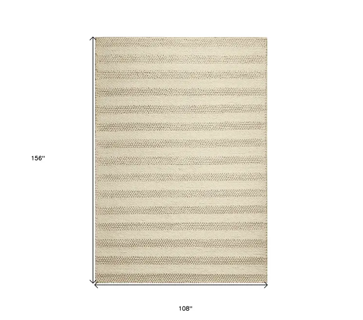 9' X 13' Wool White Area Rug