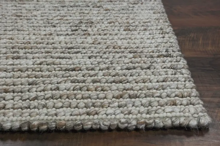 9' X 13' Natural Beige Hand Woven Knobby Loop Indoor Area Rug