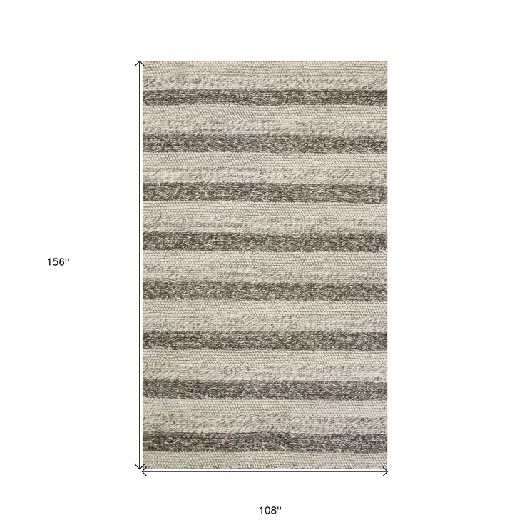 9' X 13' Wool Grey Or  White Area Rug