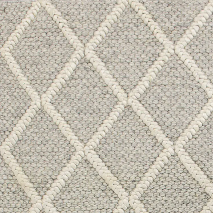 9' X 13' Grey Hand Woven Diamond Pattern Indoor Area Rug