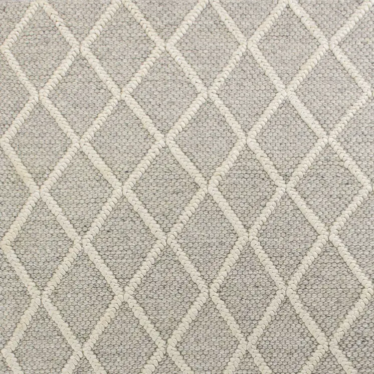 9' X 13' Grey Hand Woven Diamond Pattern Indoor Area Rug