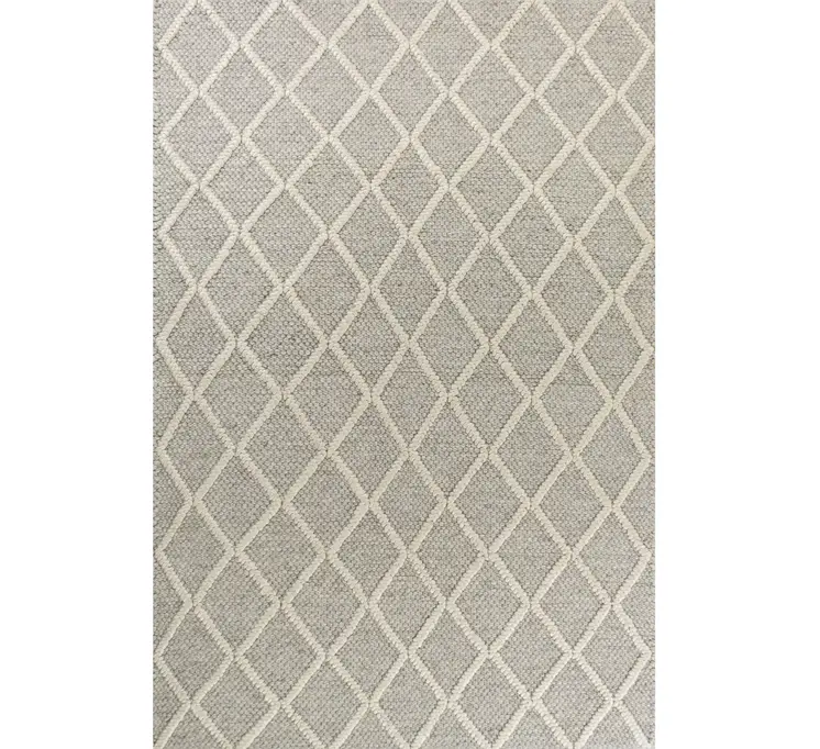 9' X 13' Grey Hand Woven Diamond Pattern Indoor Area Rug