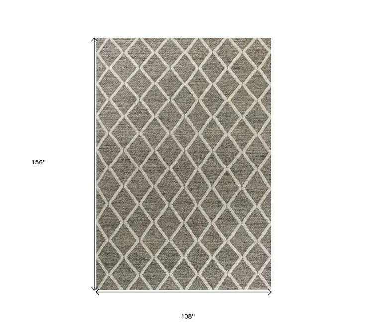 9' X 13' Wool Dark Grey Area Rug