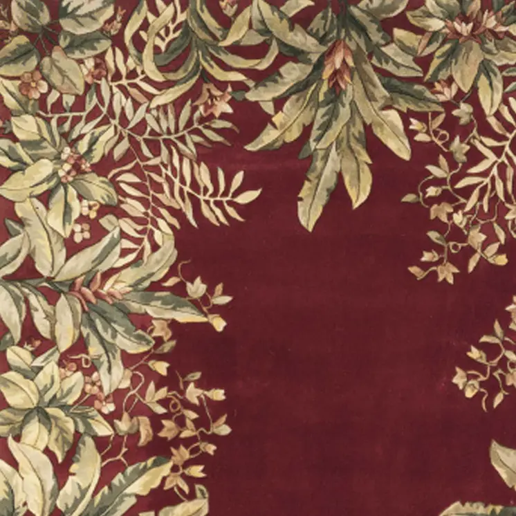 9' X 13' Ruby Red Wool Floral Hand Tufted Area Rug