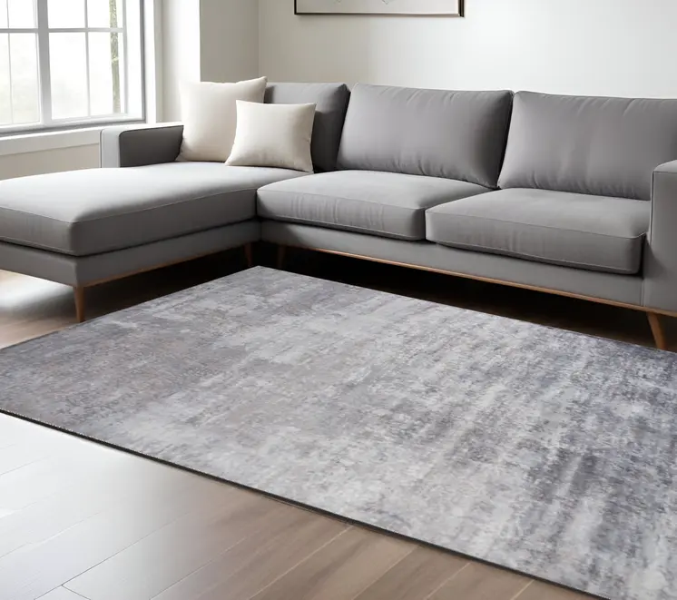 9' X 13' Light Gray Abstract Hand Loomed Area Rug