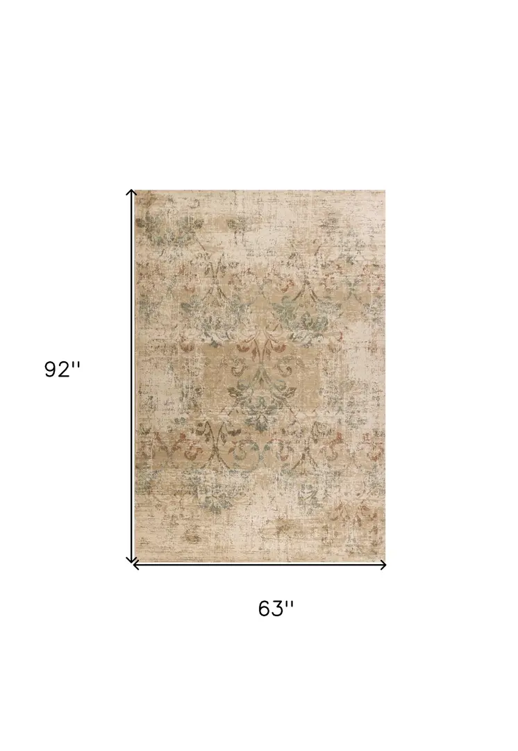 5' X 8' Champagne Vintage Area Rug
