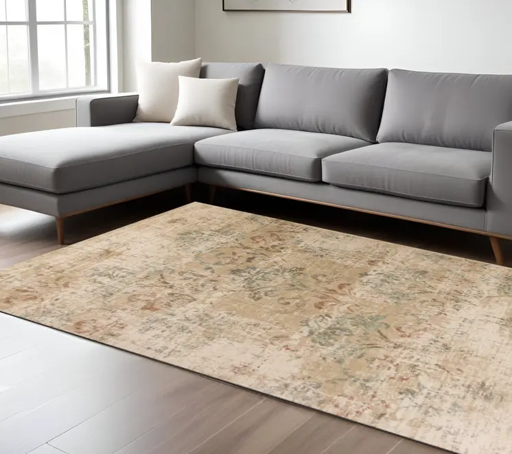 5' X 8' Champagne Vintage Area Rug