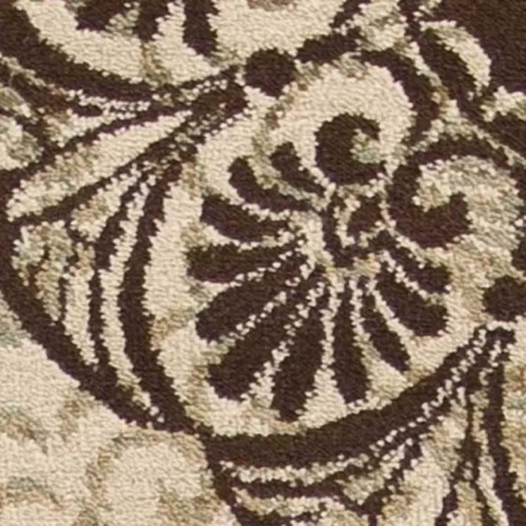 5' X 8' Sage Red And Black Floral Medallion Area Rug