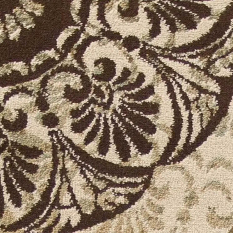 5' X 8' Sage Red And Black Floral Medallion Area Rug