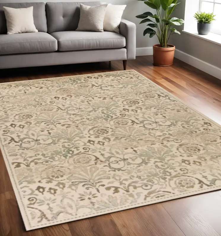 5' X 8' Ivory Vintage Area Rug