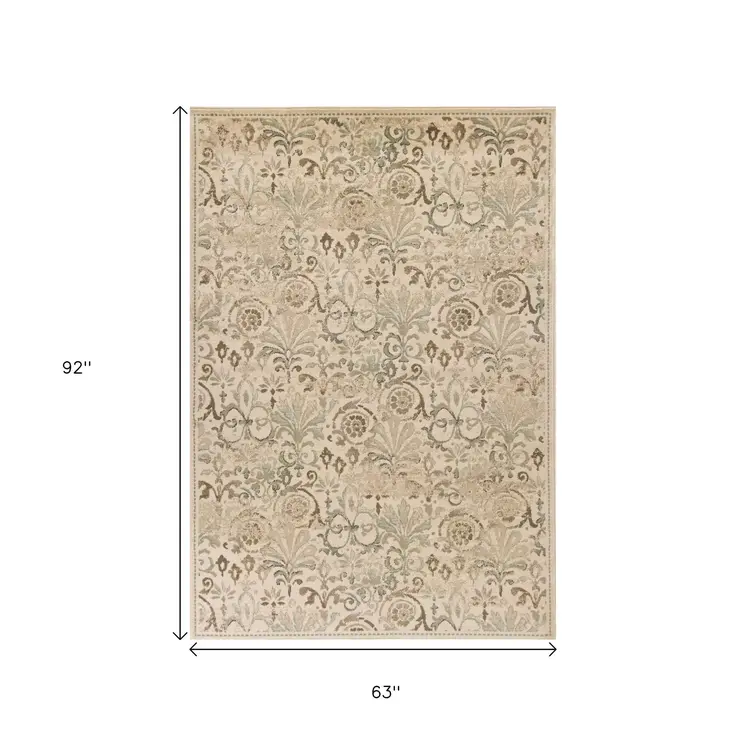 5' X 8' Ivory Vintage Area Rug