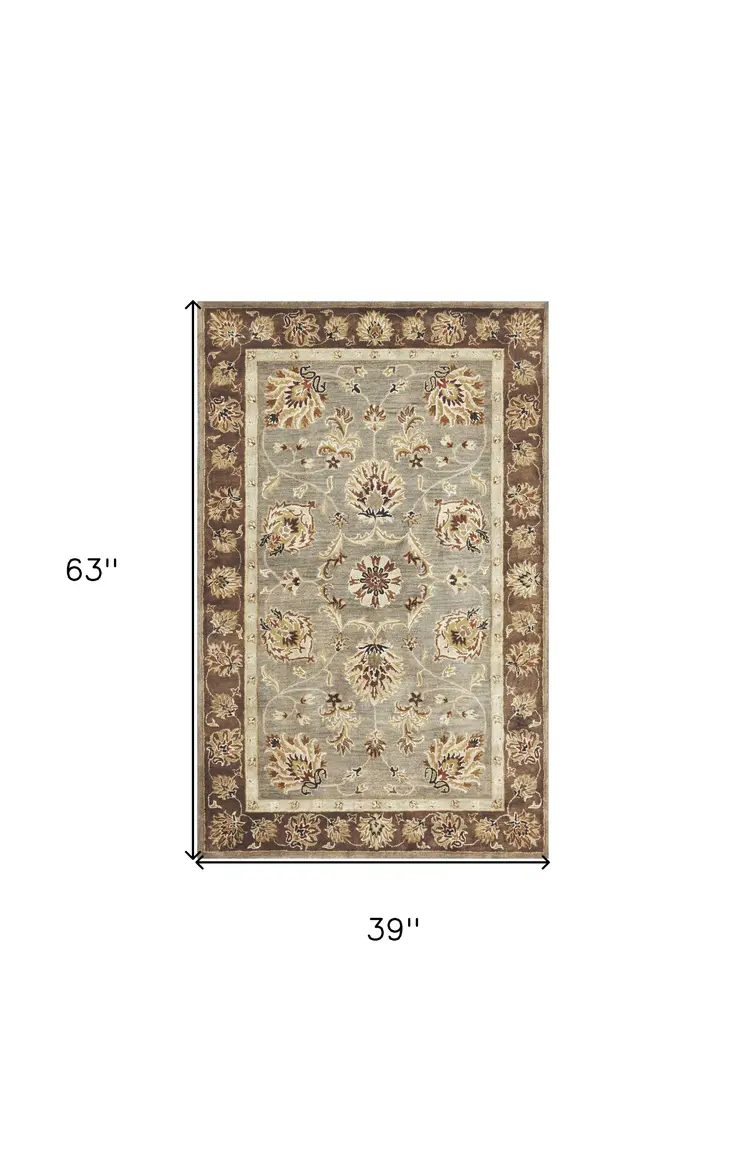 3' X 5' Gray Wool Hand Tufted Area Rug