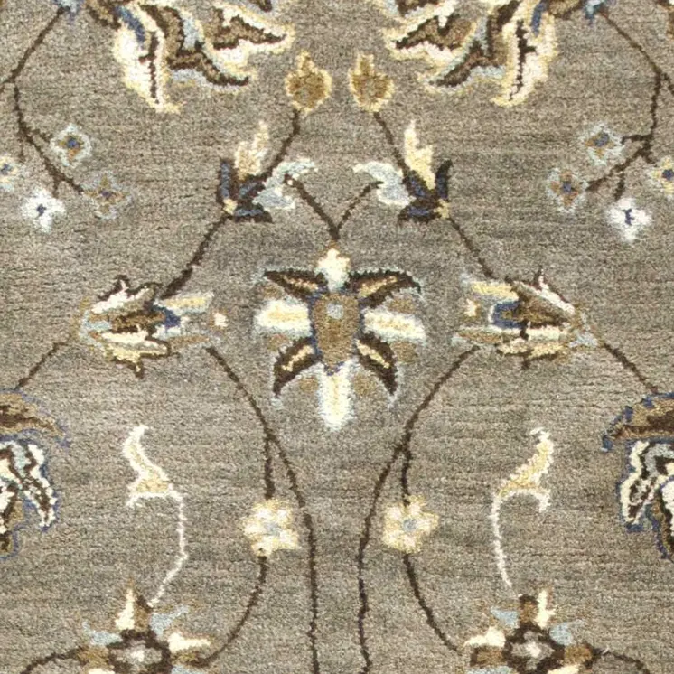 7' Gray And Ivory New Zealand Lambs Wool Floral Hand Tufted Runner Rug