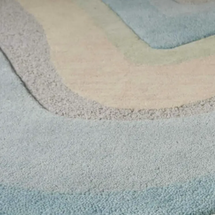 3' X 5' Blue And Beige Wool Abstract Hand Tufted Area Rug