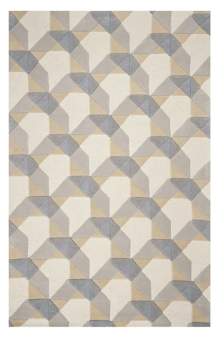 3' X 5' Gray And Ivory Wool Geometric Area Rug