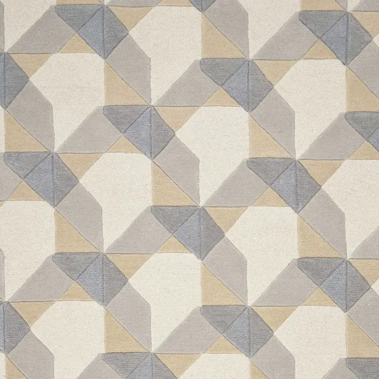 3' X 5' Gray And Ivory Wool Geometric Area Rug