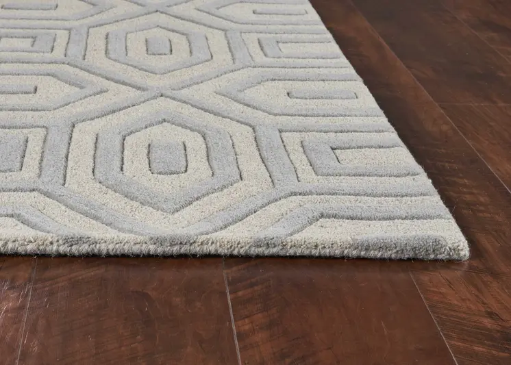 3' X 5' Gray And Tan Wool Geometric Hand Tufted Area Rug
