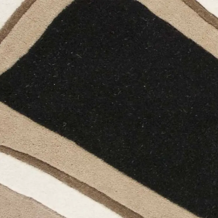 3' X 5' Black Or Beige Abstract Waves Wool Area Rug