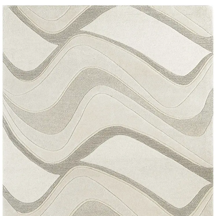 3' X 5' Ivory And Beige Wool Abstract Hand Tufted Area Rug