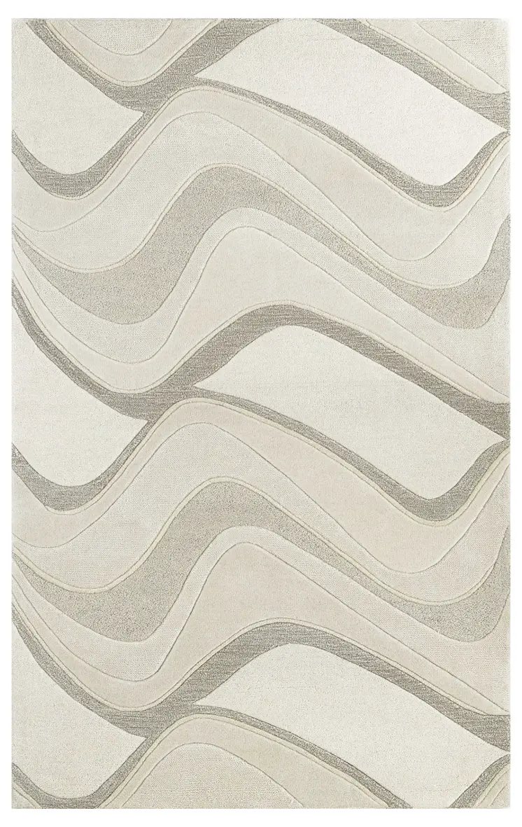 3' X 5' Ivory And Beige Wool Abstract Hand Tufted Area Rug