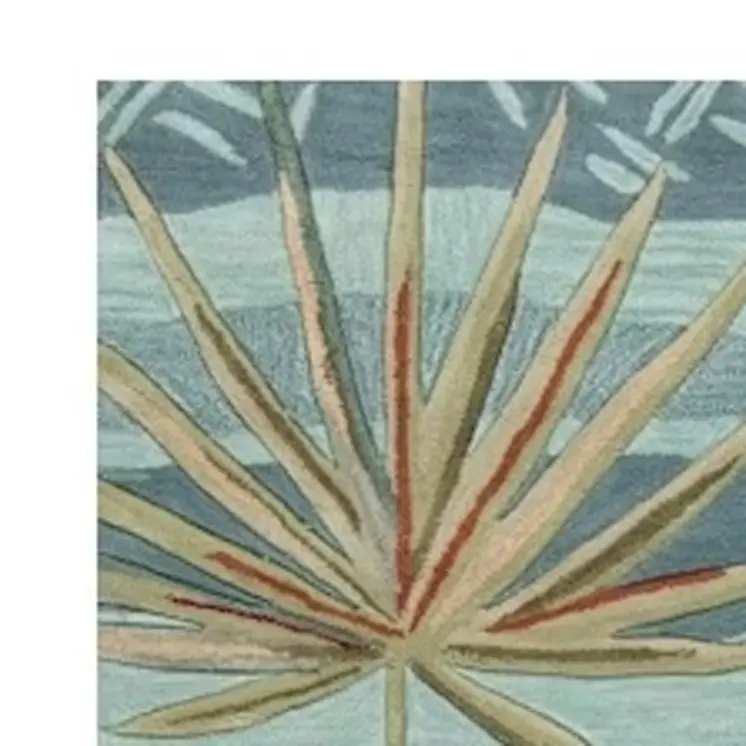 2' X 7' Seafoam Tropical Leaves Runner Rug