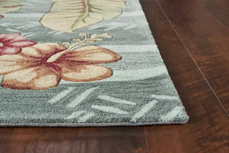 3' X 5' Seafoam Green Botanical Leaves Hand Tufted Area Rug