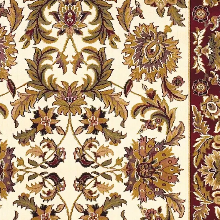 5' X 8' Ivory And Red Floral Area Rug