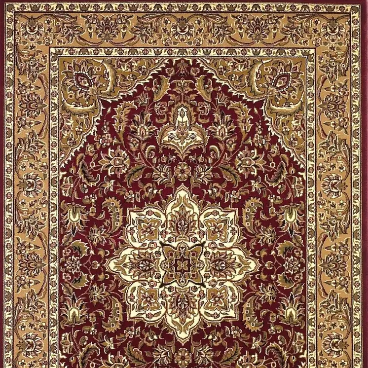 5' X 8' Red And Beige Floral Medallion Area Rug