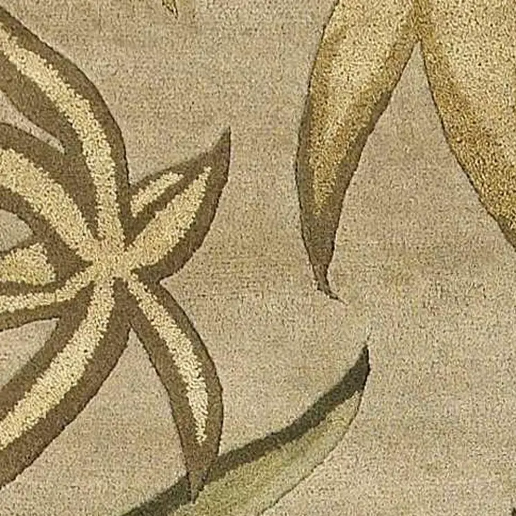3' X 5' Sand And Beige Wool Botanical Leaves Hand Tufted Area Rug