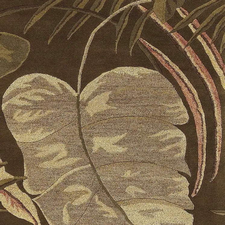 3' X 5' Mocha Leaves Wool Area Rug