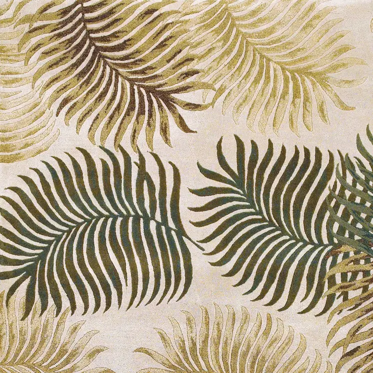 3' X 5' Natural And Green Wool Botanical Leaves Hand Tufted Area Rug