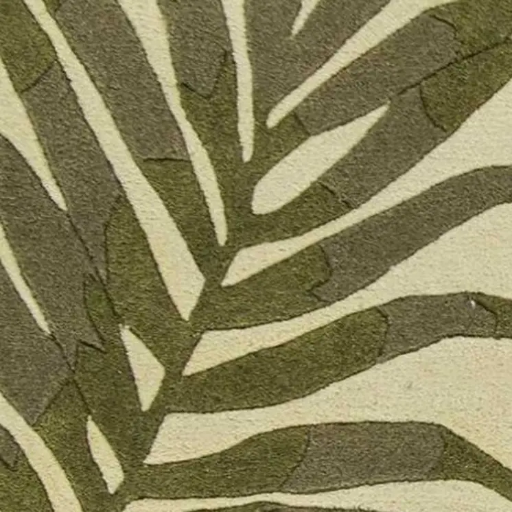 3' X 5' Ivory And Green Wool Botanical Leaves Hand Tufted Area Rug