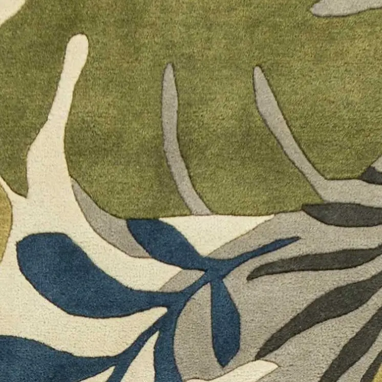 3' X 5' Ivory Leaves Wool Area Rug