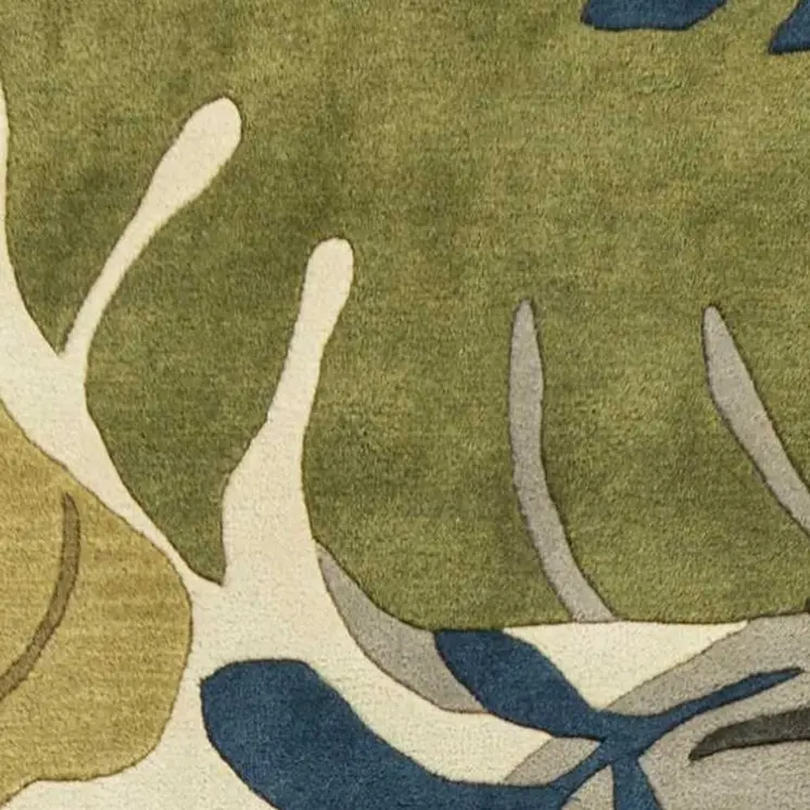 3' X 5' Ivory Leaves Wool Area Rug