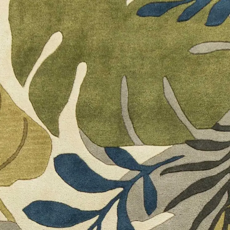 3' X 5' Ivory Leaves Wool Area Rug