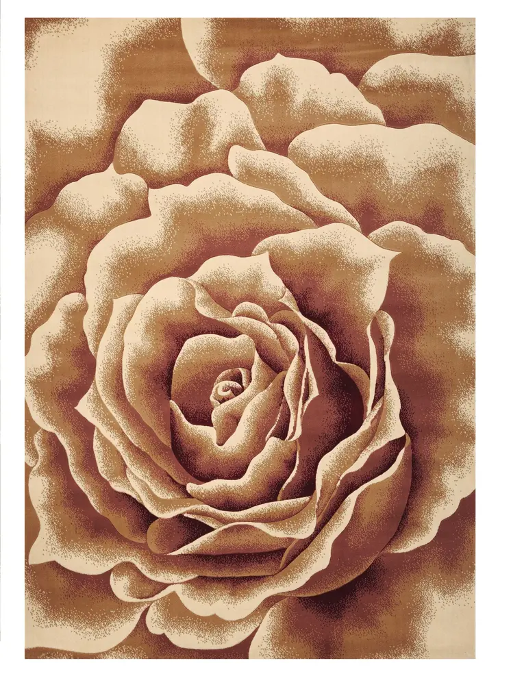 5' X 8' Ivory And Brown Floral Area Rug