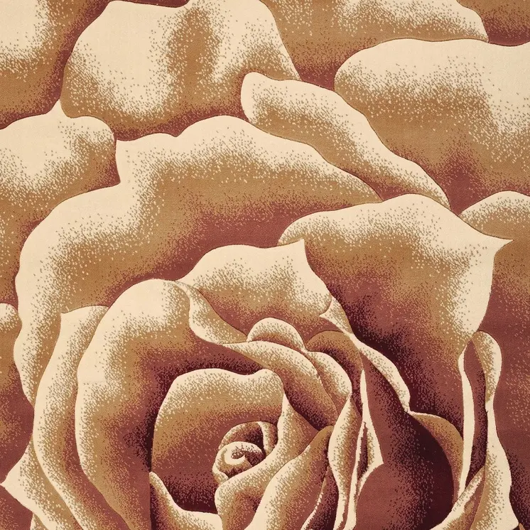 5' X 8' Ivory And Brown Floral Area Rug