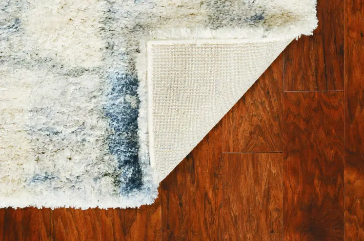 5' X 8' Ivory And Blue Abstract Area Rug