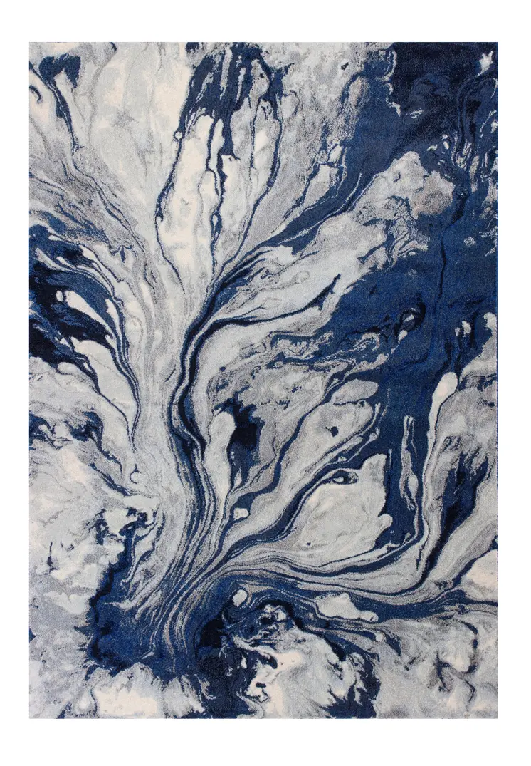 5' X 8' Blue Gray And Ivory Abstract Area Rug