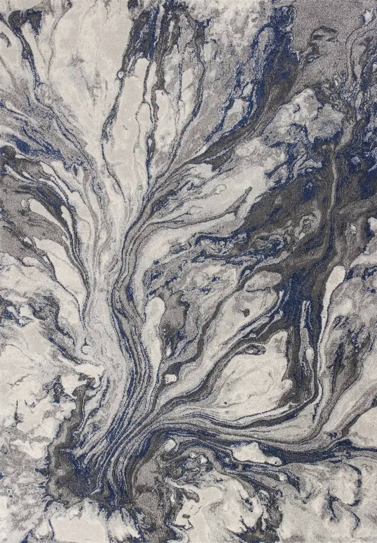 5' X 8' Blue And Gray Abstract Area Rug