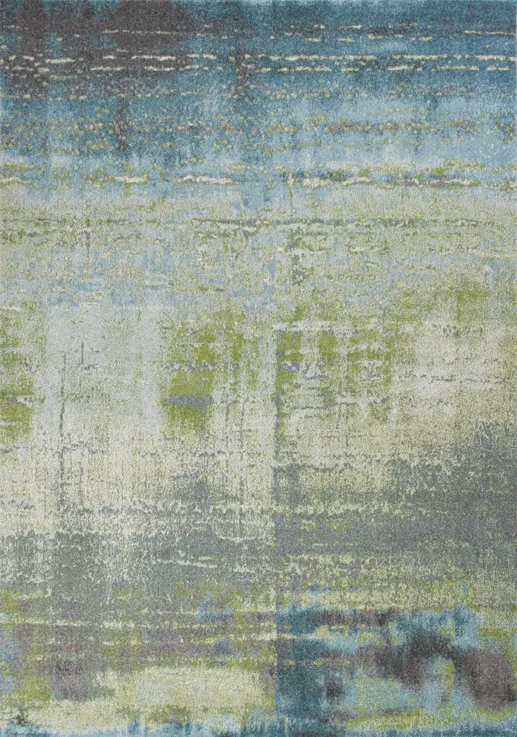 5' X 8' Blue And Green Abstract Area Rug