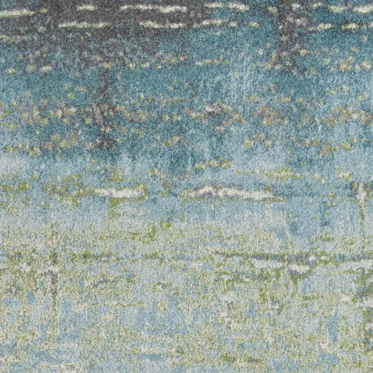 5' X 8' Blue And Green Abstract Area Rug