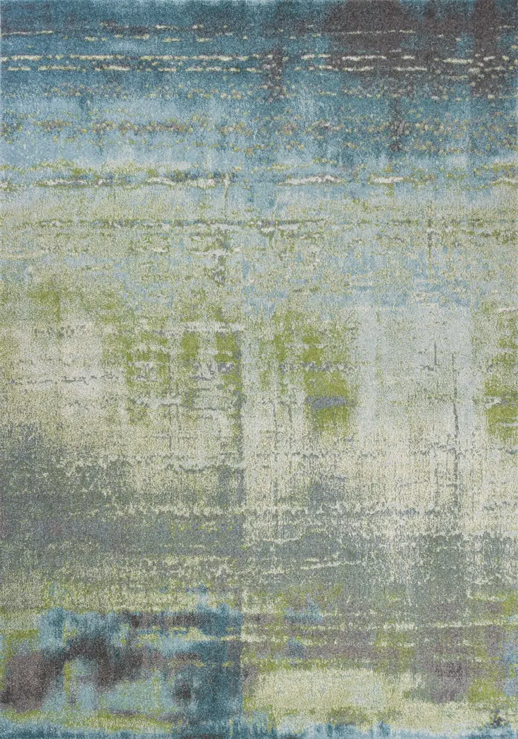 5' X 8' Blue And Green Abstract Area Rug