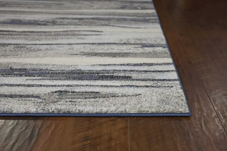 5' X 8' Blue And Gray Abstract Area Rug