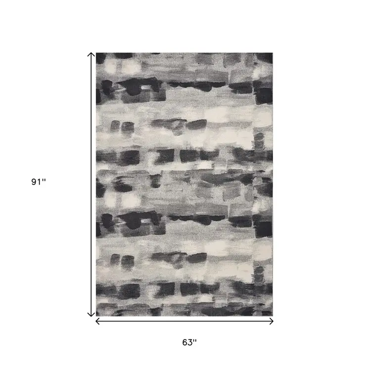 5' X 8' Gray And Black Abstract Area Rug