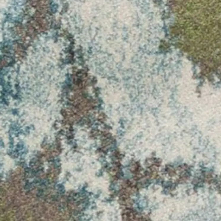 5' X 8' Teal Blue Green And White Floral Area Rug
