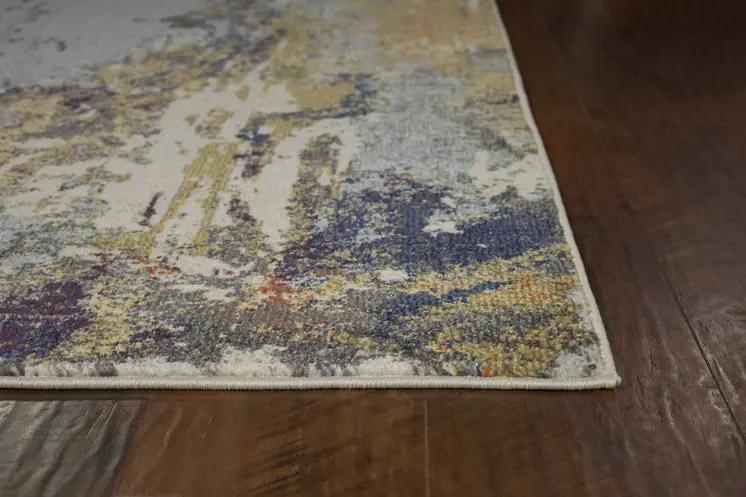 8' Beige And Pale Beige Floral Distressed Round Rug