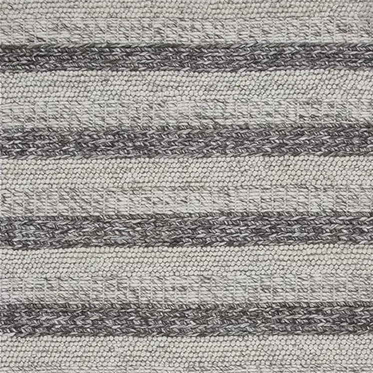 3' X 5' Gray And White New Zealand Lambs Wool Striped Hand Woven Area Rug