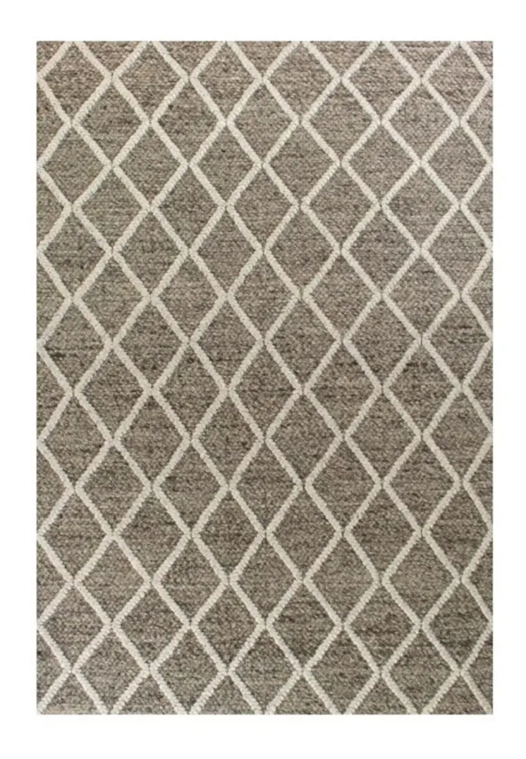 3' X 5' Dark Gray And Light Gray New Zealand Lambs Wool Diamond Hand Woven Area Rug