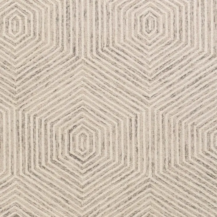 5' X 7' Ivory Geometric Hexagon Wool Indoor Area Rug